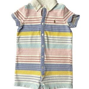 Ralph Lauren Yellow and Blue Button Down Summer Casual Onesie Size 24 Months